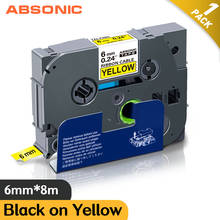 Absonic-cintas de etiquetas para cables flexibles, 1PK, 6mm, FX611, negro y amarillo, Compatible con Brother Maker PT-H110, PT-H1000 2024 - compra barato