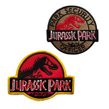 Emblemas bordados jurassic park dinossauros, adesivos de velcro, personalizado, cor vermelha, listras, roupas punk, tático, emblemas militares 2024 - compre barato