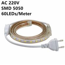 LED Strip SMD5050 220V Waterproof Flexible LED light Tape lamp Outdoor String 1M 2M 3M 4M 5M 10M 12M 15M 20M 50M 100M 60LEDs/M 2024 - buy cheap