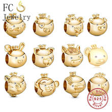 FC Jewelry Fit Original Charm Bracelet Authentic 925 Sterling Silver Gold Dog Horse 12 Zodiac For Making Women Berloque 2021 2024 - buy cheap