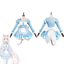 Fantasia de game nekopara baunilha para cosplay, roupa de empregada, vestido de halloween, carnaval 2024 - compre barato