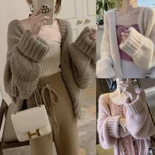 Women Autumn Batwing Long Sleeve Knitted Cardigan Solid Color Open Front Thicken Warm Sweater Coat Oversized Jacket 2024 - buy cheap