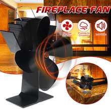 4 Blade Heat Powered Stove Fan Black Fireplace Fan Burner Eco Friendly Quiet Fan Home Fireplace Fan Efficient Heat Distribution 2024 - купить недорого