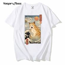 big Cat Ukiyo-e Print Casual Harajuk Male's Tshirts Unisex Short Sleeve T Shirt Hiphop Summer Men T-Shirt Streetwear Tops 2024 - buy cheap