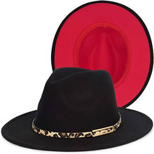 Sombrero Fedora de lana para hombre y mujer, sombrero de ala ancha Estilo Vintage, cálido, cinturón de leopardo, Panamá, Jazz, de fieltro, para Primavera, invierno, Otoño, fiesta, vaquero 2024 - compra barato