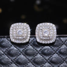 Fashion Female Earrings Silver Color Square Cut White Zircon Earrings for Women Jewelry Gift Pendientes Fashion Statement 2024 - buy cheap