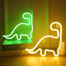 Design de forma de dinossauro led neon sign night light quarto decorações de parede casa led night light casa natal para meninos presente aniversário 2024 - compre barato