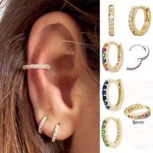 Simple Lovely Small Hoops Earrings Shiny Rainbow Rhinestone Thin Hoops Earrings Boho Classic Charming Earrings Jewelry Gifts 2024 - buy cheap