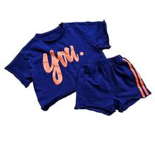 Girl Boy Cotton Hoddie Set Tshirt+Shorts 2PCS Summer Child Clothes Set Short Sleeve Jogging Suit Baby Clothes 3-14Y 2024 - buy cheap