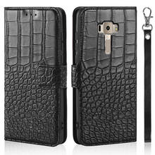 Funda de teléfono para Asus Zenfone 3 ZE520KL, carcasa con textura de cocodrilo, diseño de libro de cuero, funda de teléfono con correa, tarjeteros 2024 - compra barato