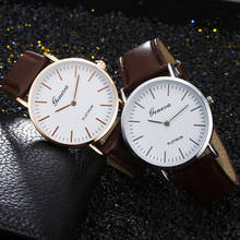 Reloj minimalista de cuarzo para hombre y mujer, cronógrafo redondo con correa de cuero, a la moda, de lujo 2024 - compra barato