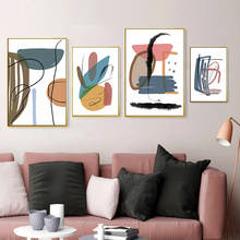 Abstract Geometric Brush Strokes Canvas Paintings Wall Art Poster Print Picture Living Room Home Decor 2024 - compre barato