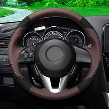 Funda de cuero para volante de coche, accesorio negro para Mazda CX-5, CX5, Atenza, nuevo Mazda 3, CX-3, 2014, 2016 2024 - compra barato