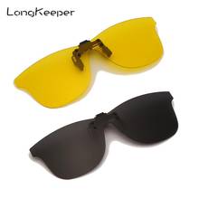 Longkeeper polarizado clip em óculos de sol feminino amarelo visão noturna flip-up lente óculos de sol anti-reflexo óculos de condução uv400 2024 - compre barato