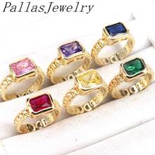 10Pcs Gold Filled Colorful Big Micro Pave CZ Adjustable Ring, Gold Color Open Ring,Party Wedding Rings Women 2024 - buy cheap