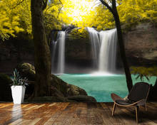 Papel de parede Forest waterfall landscape natural 3d wallpaper,living room sofa tv wall bedroom wall papers home decor mural 2024 - buy cheap