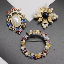 Round Crystal Brooch  Fragrance for Women，Wedding Fashion Exquisitate Brooch，Vintage Wine Brooch，Coat Accessories 2024 - buy cheap