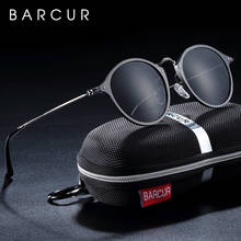 BARCUR-gafas de sol redondas de aluminio y magnesio para hombre y mujer, lentes de sol polarizadas Retro, nuevas 2024 - compra barato