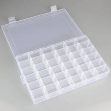 Caixa de plástico transparente para armazenamento, quadrada, 36 espaços, ajustável, para joias, miçangas, brincos, caixa organizadora de unhas, arte, dicas # t1p, 1 peça 2024 - compre barato