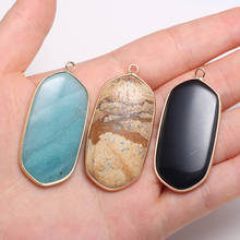 Necklace Pendant For Jewelry Making Rectangle Natural Stone Semi-precious Pendant DIY Necklace Handiwork Sewing Craft Accessory 2024 - buy cheap