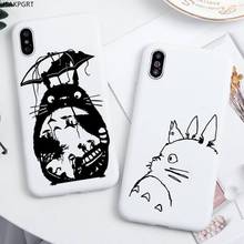 Bonita funda de teléfono de Totoro Ghibli Miyazaki Anime para iphone 12 11 Pro Max Mini XS 8 7 6 6S Plus X SE 2020 XR, silicona blanca caramelo 2024 - compra barato