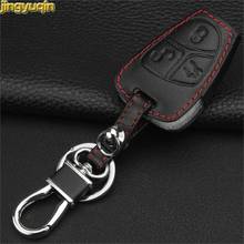 Jingyuqin 3 Buttons Leather Car Key Case Cover for Benz Mercedes B C E ML S CLK CL Key Leather Cover Keyless Protector FOB 2024 - buy cheap