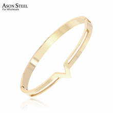 ASONSTEEL Gold/Silver Color V Bracelet 316L Stainless Steel Charming Bangle for Girls Party Gift Jewelry Accessories 2024 - buy cheap