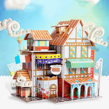 3d quebra-cabeça atraente dos desenhos animados castelo jardim princesa casa de bonecas móveis diy interessante brinquedos educativos para crianças 2024 - compre barato