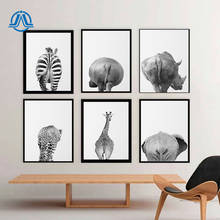 Nordic Style Posters And Prints Black White Animal Canvas Painting Elephant Giraffe Butt Pictures For Kids Room On The Wall Home 2024 - buy cheap