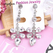 VEYOFUN Trendy Crystal Drop Earrings White Color Long Dangle Earrings Fashion Jewelry for Women Brinco New 2024 - buy cheap