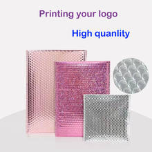 500 шт., конверты с пузырьковой подкладкой и логотипом, радужные/черные/розовые пластиковые конверты для почтовых отправлений по индивидуальному заказу 2024 - купить недорого