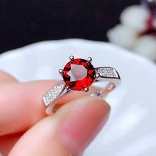 Anel de noivado vermelho com pedra de cristal, charmoso com zircônio minimalista, joia de luxo para mulheres, redondo, para noivado 2024 - compre barato