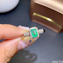 Anel feminino com esmeralda natural 925, joias finas de alta qualidade, retrô, elegante, simples, quadrado, ajustável, bom para mulheres 2024 - compre barato
