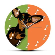 Reloj de pared con diseño de perro salchicha Adorable, accesorio de pared silencioso con diseño de perro salchicha, perfecto para regalo, decoración del hogar 2024 - compra barato