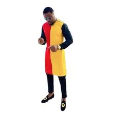 African senator style o-neck shirts with trousers custom made patchwork tops+black pant sets male groom suits Dashiki outfits 2024 - buy cheap