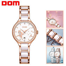 DOM-relojes de cerámica para mujer, banda de reloj de pulsera con diamantes, vestido de marca de lujo, de cuarzo Geneva, a la moda, G-1271G-7M2 2024 - compra barato