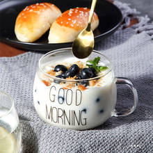 Letter Printed Transparent Creative Glass Coffee Tea Drinks Dessert Breakfast Milk Cup Glass Mugs Handle Drinkware 2024 - buy cheap