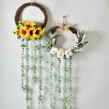 Прикрепляемый скандинавский цветочный венок для украшения дверей, листья, растения, искусственные цветы, настенный декоративный искусственный цветок из шелка 2024 - купить недорого