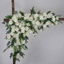 Conjunto de arreglo de flores artificiales 3D, decoración de fondo de arco de boda, esquina, pared de flores triangulares, fila de flores personalizada 2024 - compra barato