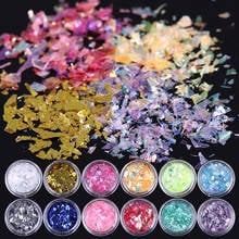 12Colors/Set Iced Mylar Flakes DIY Nail Art Tips Decoration Glitter Decals Mixed Ice Mylar Shell Foils Nails Sparkling Effect 2024 - buy cheap