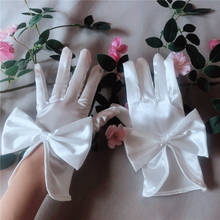 Short Wedding White Gloves Finger Bridal Glove For Women Bride Bowknot Prom Party Dress With Gloves Mariage Wedding Accessorie 2024 - buy cheap