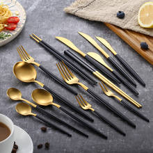 4pcsBlack Gold Cutlery Set Stainless Steel Dinnerware Set Silverware Tableware Dinner Spoon Fork Knife Chopsticks 2024 - buy cheap