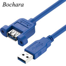 Bochara-Cable de extensión USB 3,0, macho a hembra, blindado Dual (lámina + trenzado) con montaje de Panel con tornillos 24AWG + 28AWG 2024 - compra barato
