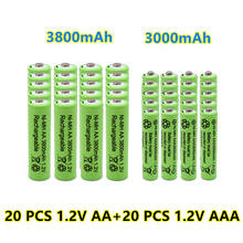 New 1.2V AA 3800mAh NI-MH Rechargeable Batteries+1.2 V AAA 3000 mAh Rechageable battery NI-MH  battery 2024 - buy cheap