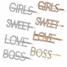 8Pc/Set Hair Clip Women Hair Pin Hairclip Boss Crystal Word Letter Barrette Rhinestone Girl Hairpin Hair Accessories Jewelry 2024 - buy cheap