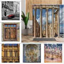 Europe Landscape Shower Curtain Retro Building Scenery Bath Screen Backdrop Wall Cloth Bathroom Curtains Accessories Home Decors 2024 - buy cheap