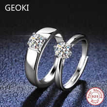 Geoki 925 Sterling Silver 1 Ct Round Perfect Cut Passed Diamond Test VVS1 Moissanite Wedding Rings for Men&Women Luxury Jewelry 2024 - buy cheap