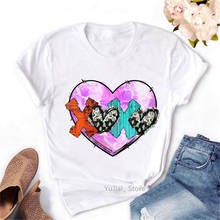 Xoxo-Camiseta con estampado de amor para mujer, remera de leopardo rosa, Tops de moda para mujer, playera divertida para mujer 2024 - compra barato