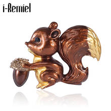 New Enamel Squirrel Brooches for Women and Men Animal Rhinestones Lapel Pin and Brooch Fashion Coat Shirt Badge Jewelry Gifts 2024 - buy cheap