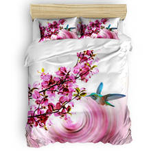 Pink Plant And Hummingbird Duvet Cover Set with Pillowcase Bedroom Supplies Bed Comforters King Size Bedding Set 2024 - buy cheap